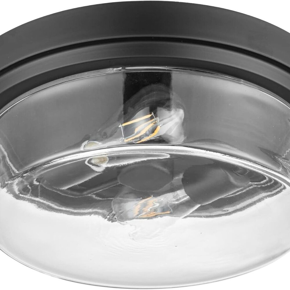 Prominence Home Madalyn 13" Bronze Flush Mount Clear Square Glass Drum Ceiling L